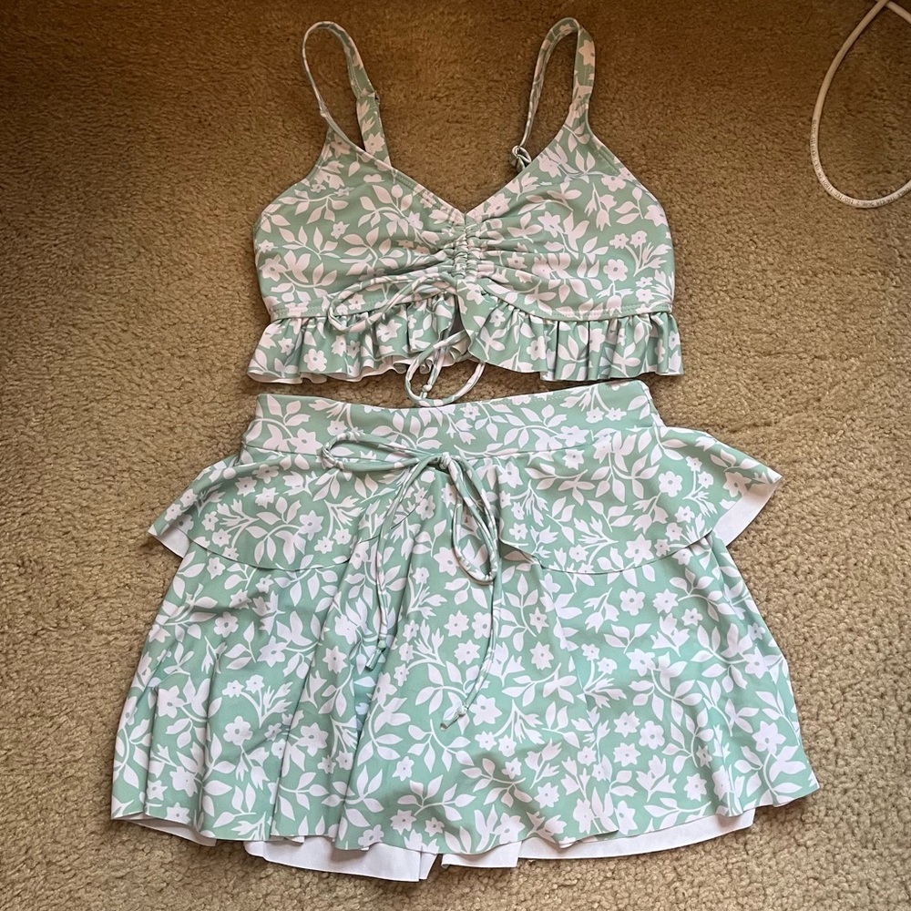 Floral Swim Suit/ Swim Skort
